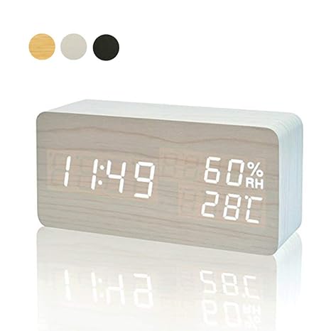 Amazon 目覚まし時計 置き時計 デジタル 大きなled数字表示 温度湿度