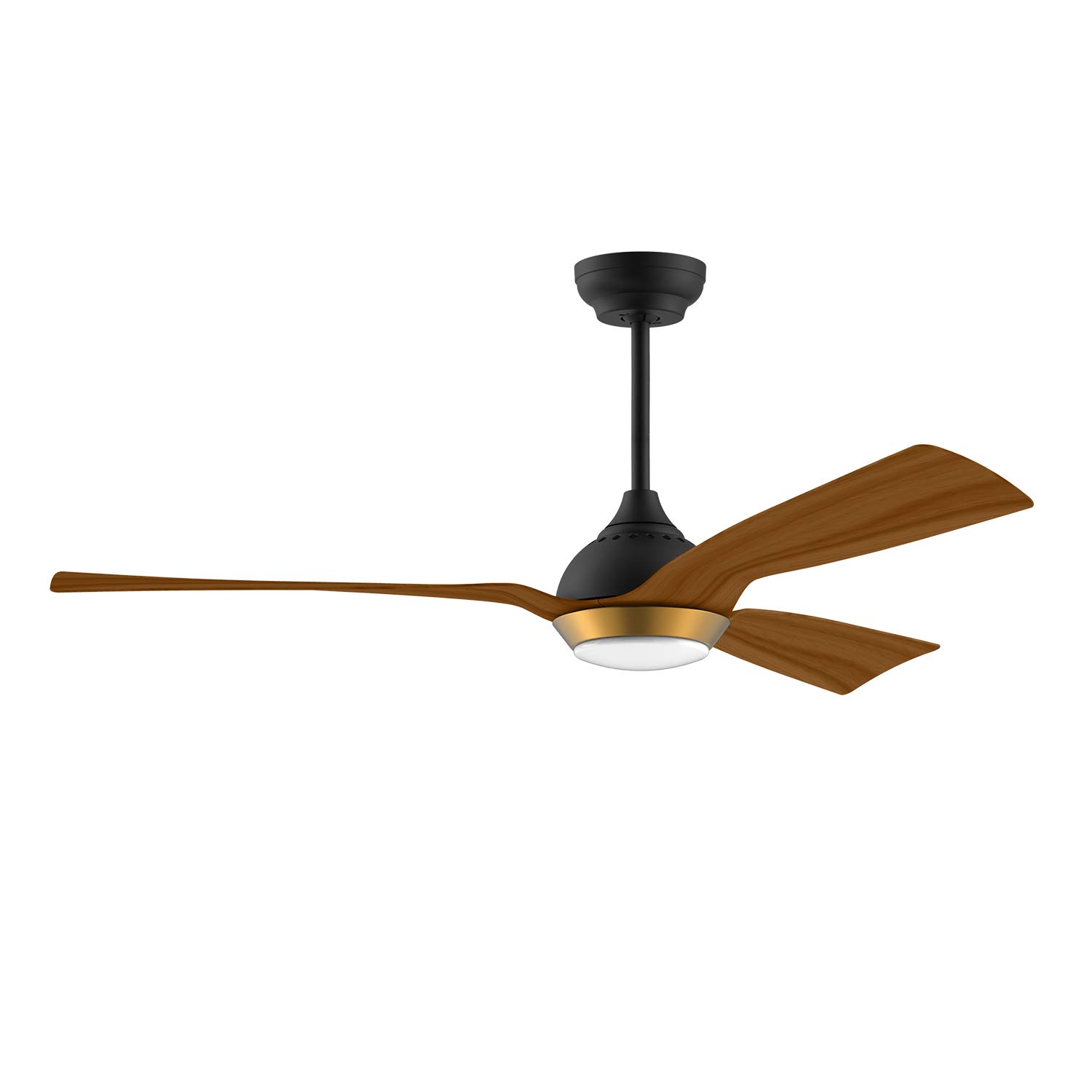 reiga Ceiling Fan with Light 132 cm, Indoor Modern Ceiling Fan with Remote Control, App - Oak Grain and Black Blades