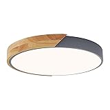 Vikaey Modern LED Ceiling Light, Minimalist Wood