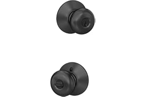 Schlage F51A PLY 622 Plymouth Door Knob, Keyed Entry Lock, Matte Black