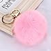 Keychains, Mikey Store Rabbit Fur Ball Keychain Bag Plush Car Key Ring Car Key Pendant (Pink)