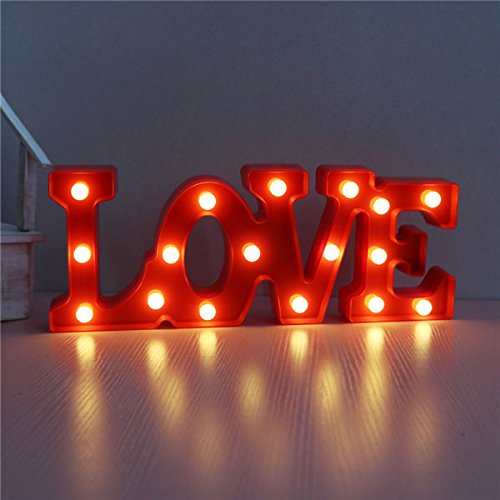 BonZeaL 3D LED Desk Table Wall Hanging Indoor Red Romantic Love Christmas Night Light Lamp Valentine Gifts for Girlfriend Valentine Gift for Boyfriend Love Valentines Day Gift (Small)