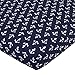 NoJo 100% Cotton Fitted Crib Sheet, Anchors, Navy/White