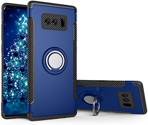 Note 8 Case,Galaxy Note 8 Case, BESTARLEDS Shockproof Hybrid Dual Layer Magnetic 360 Rotating Ring Grip Holder Stand Metal Patch Shock-Absorption Drop-Protection Case for Galaxy Note 8(6.3"), Blue