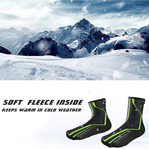 Men's Cycling Shoes Covers,Winter Lightweight Waterproof Windproof Warmer Mountain Road Bike Cover Shoes for Outdoor Sports (Green, L)