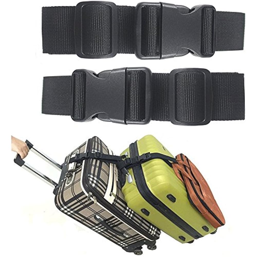 Pack Of 2 Add Bag Luggage Strap Adjustable Suitcase Belt Travel