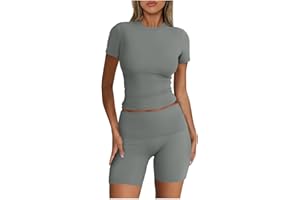 Ruziyoog Womens 2 Piece Lounge Sets Casual Summer Workout Short Matching Clothing Sets Going Out Two Piece Outfits Yoga Gym