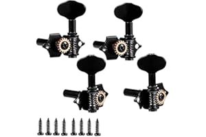 Ogdni 2R2L Black-Plated Tuning Peg Machine Head Tuners For 4 String Ukulele Guitar Bass-Gear Ratio 1:19 (GC502A)