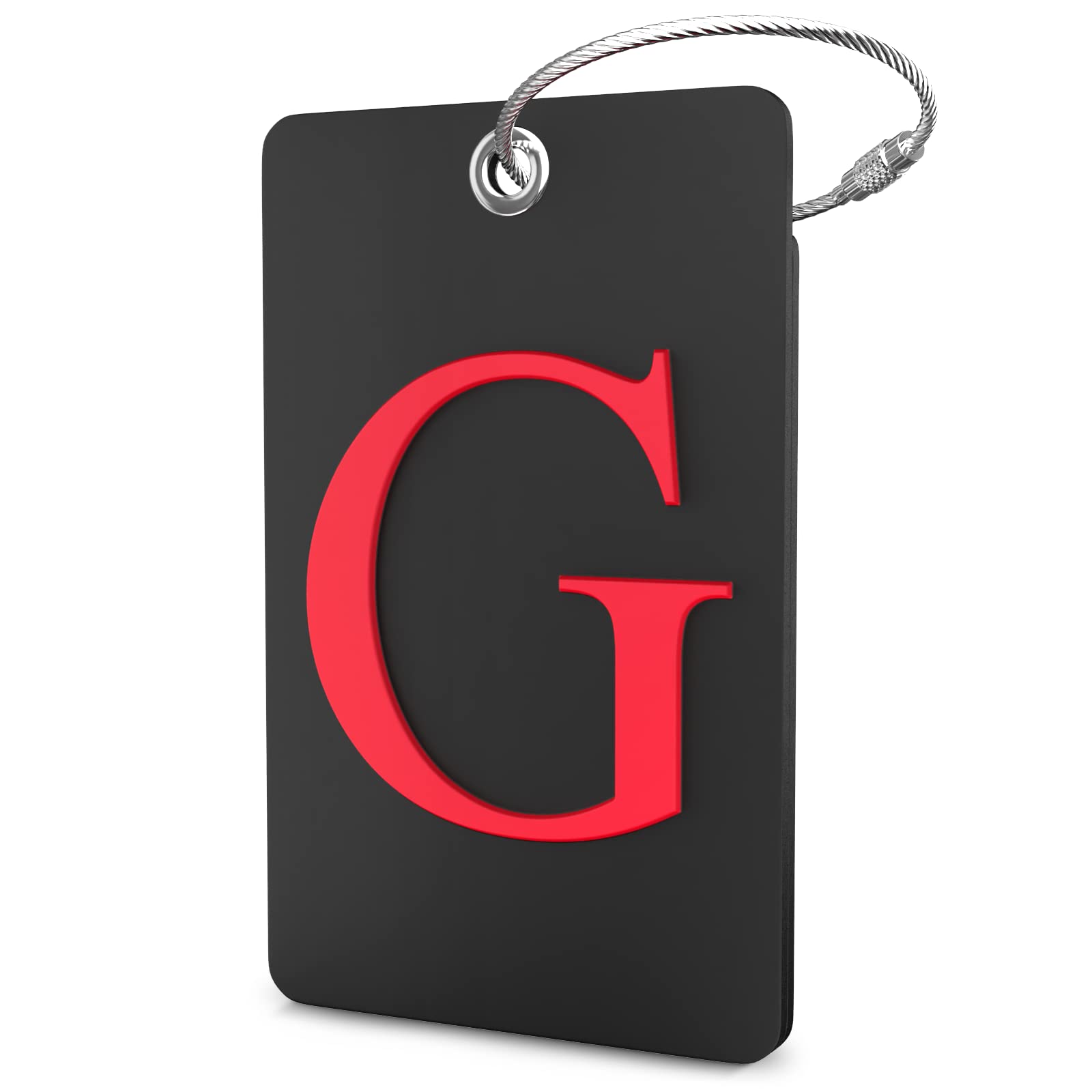 Shacke Shacke Luggage Tag Initial - Fully Bendable Tag w/Stainless Steel Loop - Black (Letter G)