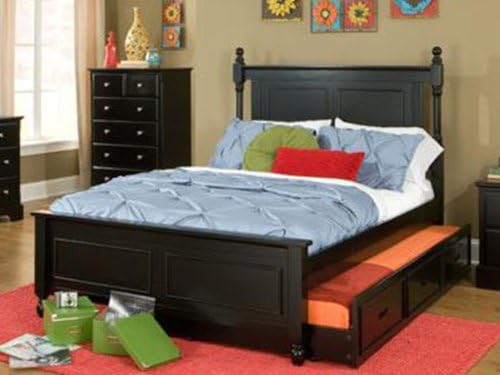 Morelle Full Captain Bed with Trundle by Home Elegance in Black