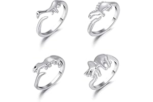 COLORFUL BLING Butterfly Knuckle Stacking Rings Set Knuckle Heart Lightning Dinosaur Adjustable for him and her Couples Friendship Best Friends Matching Promise Love Wedding Jewelry