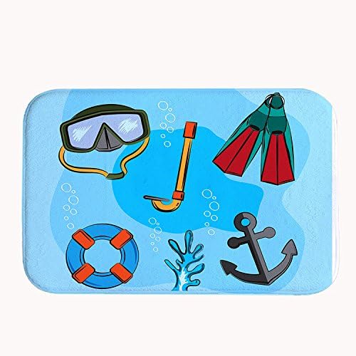 Poppylife Diving Elements With Anchor Rug for Bathroom/Kitchen/Workstations Decor Mat 20" x 32"