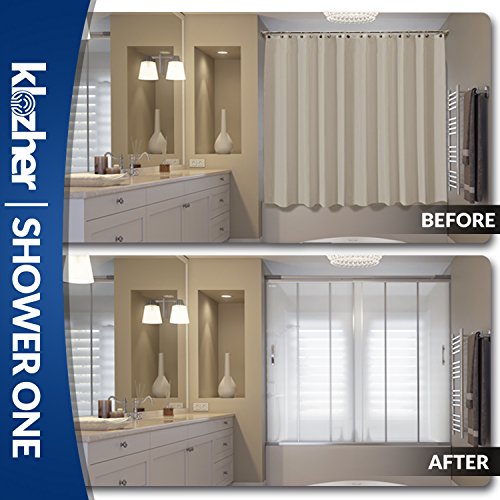 Clip On Sliding Bathtub Shower Door for Bath Tubs 58 to 63 inches With Polycarbonate Panels and