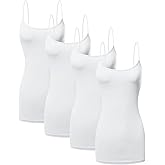 Long Cotton Camisole Spaghetti Strap Tank Top for Women Basic Cami Tops Womens Undershirts - Pack 1-4