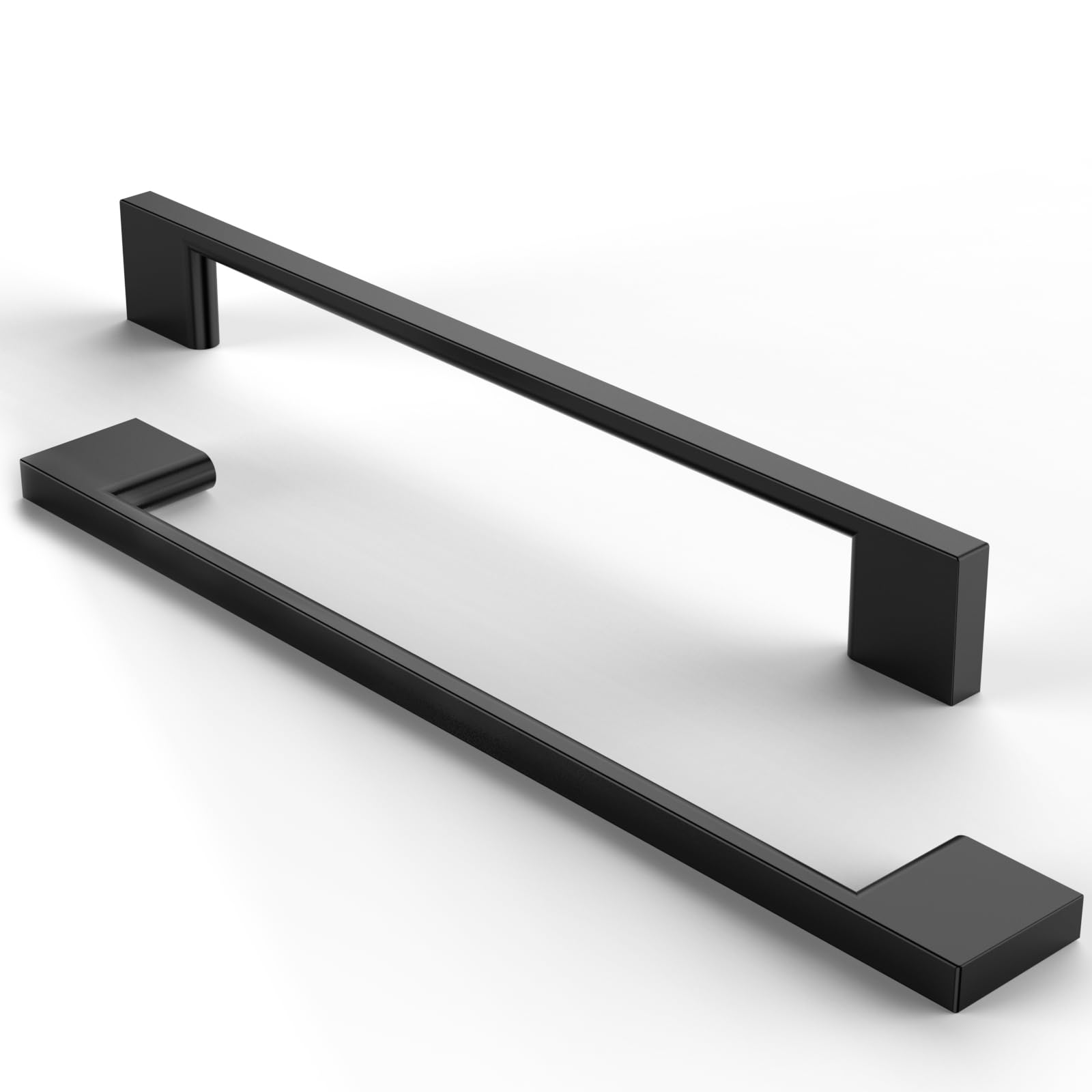 FURNIWARE Pack of 10 Furniture Handles, Cupboard Handles, Kitchen Handles, Black, Drawer Handles, 192 mm, Hole Spacing, Matt Black, Brushed Stainless Steel