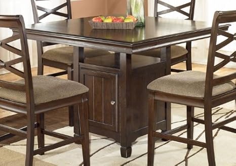Amazon Com Dark Brown Square Dining Room Counter Table By Ashley