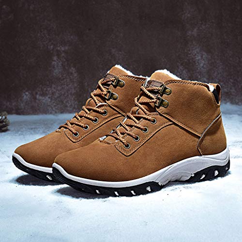 DondPO Men's Hiking Shoes Fashion Outdoor Sneakers Cotton Shoes Warm Waterproof Non-Slip Wear Sports Shoes Brown