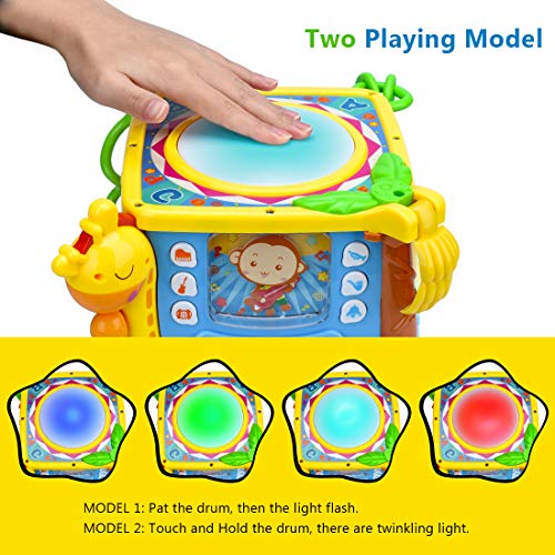Forstart Activity Cube | 5 in 1 Drum Activity Center Musical Toy Multipurpose Kids Toddlers Shape Color Sorter Skill Improvement Educational Early Learning Game Toys My Busy Town (Drum Activity Cube)
