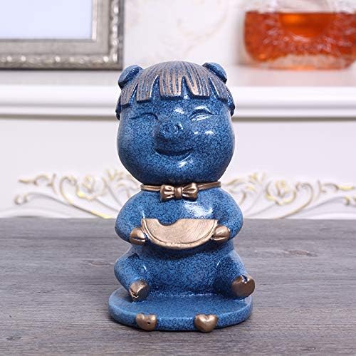 Amgend Nordic Lucky Cat Toothpick Box Personality Creative Restaurant Living Room High-End Home Cute Toothpick Holder Mobile Phone Bracket, Meng Pig Toothpick Box (Dark Blue Point)