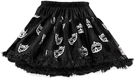 Miss America Dance &amp; Theater Black Pettiskirt Tutu with Silver Glitter Crowns for Girls (Medium)