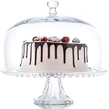 Cake Dome With Stand Handmade Hand Blown with Cookbook