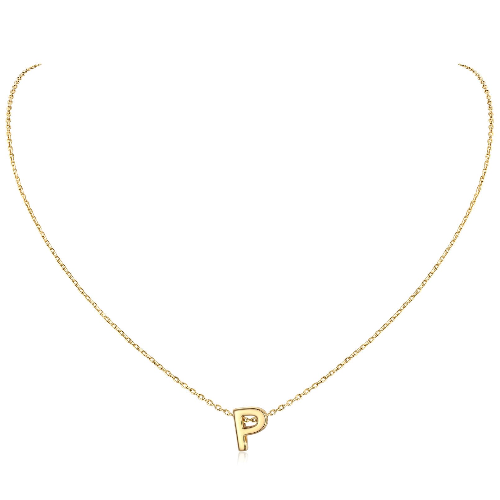 ChicSilver 925 Silver Necklace Womens Gold Sterling Silver Initial P Charm Necklaces Personalise Names Jewellery Gifts for Grandma — image 1