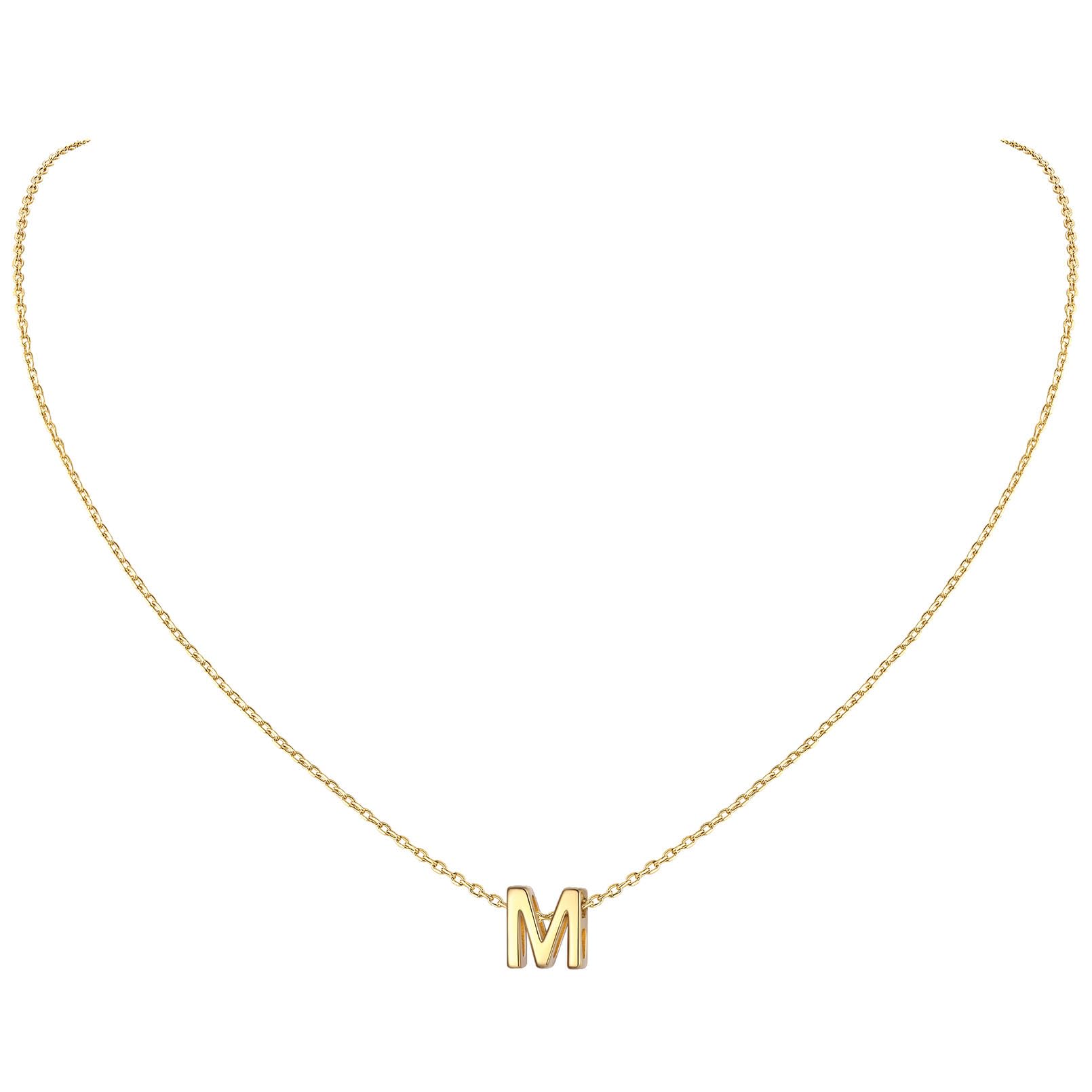 ChicSilver Gold Necklace for Women Sterling Silver Initial Letter M Pendant Necklaces Monogram Jewellery Stunning Gifts for Graduation