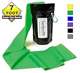 Super Exercise Band 7 ft. Resistance Flat Bands. Latex Free Home Gym Fitness Equipment For Strength Training, Physical Therapy, Pilates, Stretch, Full Body Workouts. Choose Your Color & Tension.