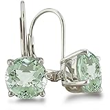 Sterling Silver Green Amethyst Quartz Leverback Earrings 3 1/2 Carat Total Weight