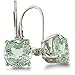 Sterling Silver Green Amethyst Quartz Leverback Earrings 3 1/2 Carat Total Weight