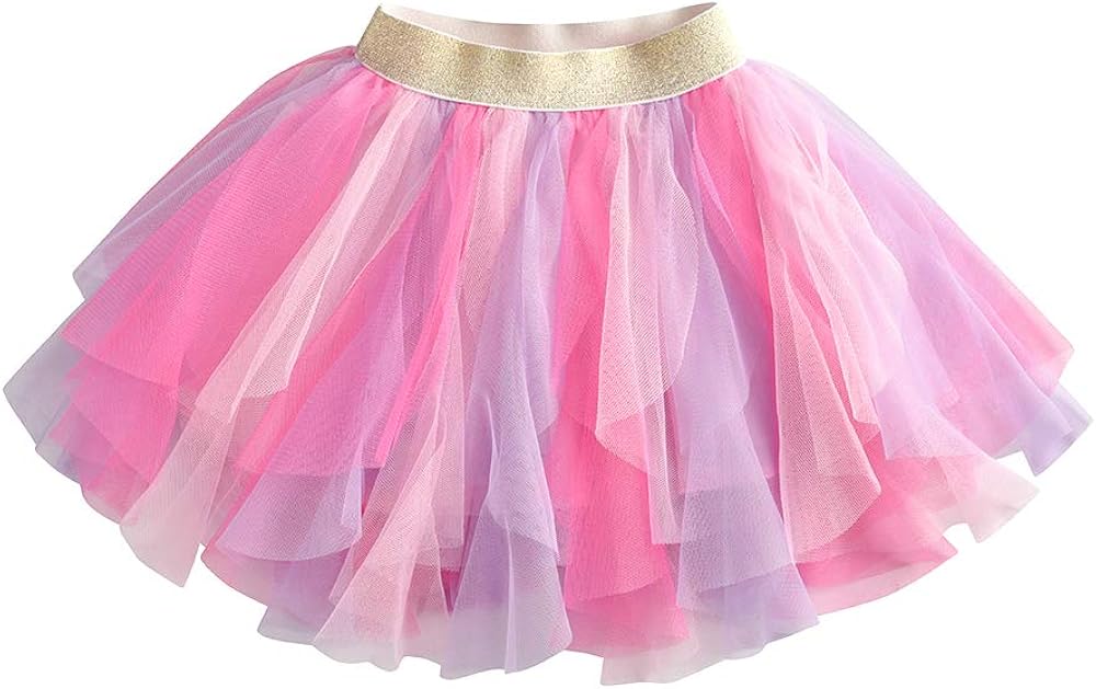 DXTON Girls Rainbow Flower Tulle Skirt Toddler Tutu Girls Clothes: Clothing