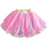 DXTON Girls Rainbow Flower Tulle Skirt Toddler Tutu Girls Clothes