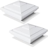 VIVIDA Vinyl Fence Post Caps 4" x 4", White New England PVC Post Cap, 2 PCS | Actual 4" x 4", New England Pyramid Post Cap, PVC Square Post Cover, For Vinyl Fences, Mailboxes &amp; Decks