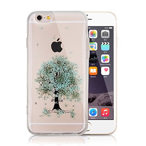 iPhone 6 6s Case, Shopping_Shop2000® Handmade Sakura Tree Floral Real Pressed Dried Flowers TPU Gel Rubber Skin Silicone Protective Plastic Soft Phone Case for iphone 6 6s 4.7
