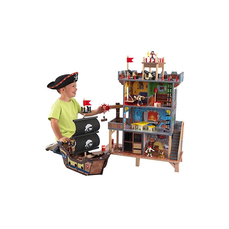 KidKraft Pirate's Cove Wooden Ship Play Set with Lights and Sounds