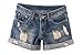MLG Womens Summer Jeans Ripped Crimping Faded Shorts