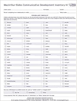 The MacArthur-Bates Communicative Development Inventories CDI III Forms ...