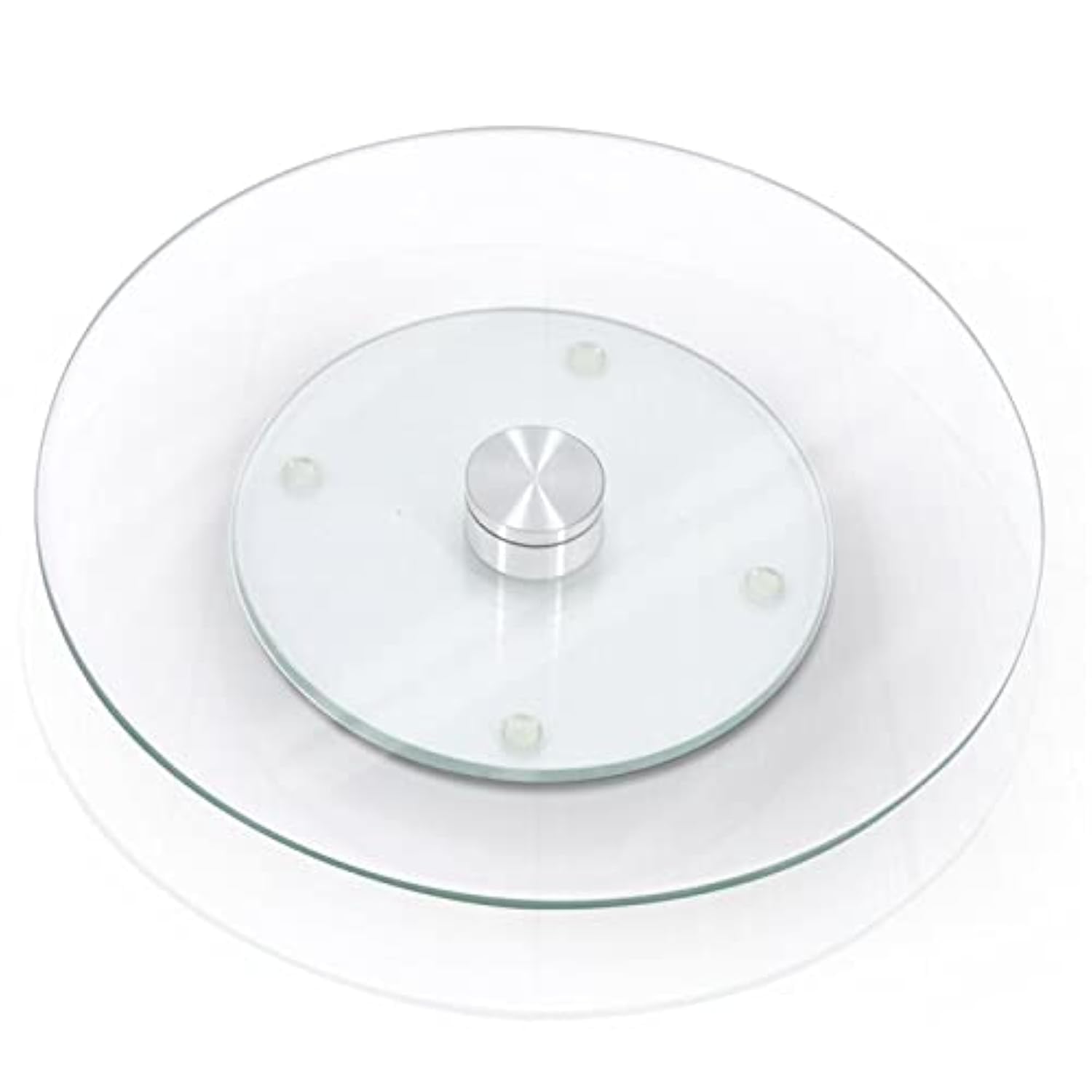 GWUK GLOW Lazy Susan Glass Turntable – Elegant Tempered Serving Tray Revolves 360Deg Rotating Board Plate Dish Table Centrepiece Serve Cakes Cheese Snacks, 25cm
