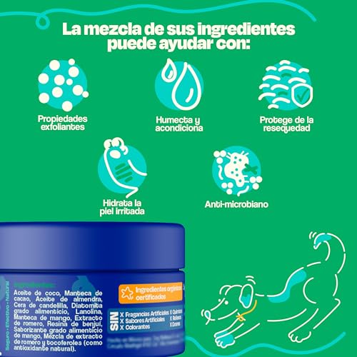 Dogelthy Dog Balm. Balsamo Hidratante para Perros. Balsamo para Perros para Mantiener la Piel, Patas y Nariz Libre de Resequedad. Pet Balm Hecho de Aceite de Coco, Almendra y más de 50g (Tarro)