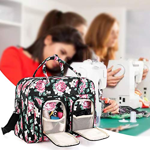 Teamoy Sewing Machine Carrying Case, Sewing Machine Tote with Bottom Wooden Board Pad for Most