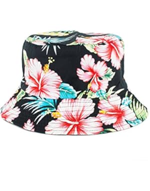 Women Teen Fashion Hawaiian Plant Jungle Print Canvas Bucket Hat