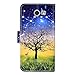 Samsung Galaxy J3 Emerge/J3 Eclipse Luna Pro/J3 Prime/Amp Prime 2 Wallet Case,MagicSky PU Leather Folio Flip Case Cover with Wrist Strap,Card Holder,Kickstand for Galaxy J3 2017, Starry Tree