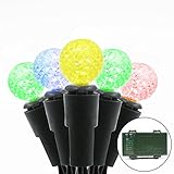 Vmanoo G12 Battery Operated String Lights 50 LED Fairy Christmas Lighting Decor Timer For Outdoor Indoor Garden Patio Lawn Holiday Decorations (Multi Color)