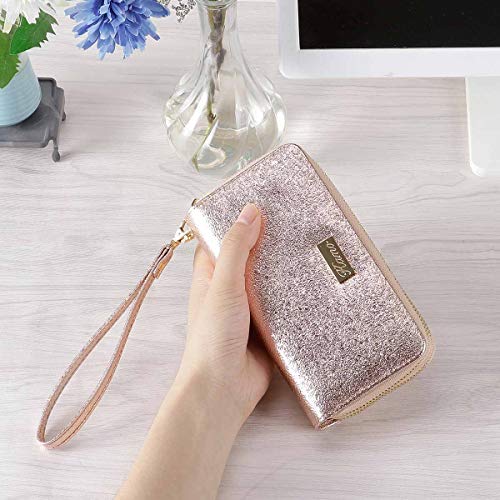 KAMO Wallet for Women Zip Around Phone Wallet Wristlet Travel Long Purse for Women Lady Girl 6.9×3.5（Double Zipper） - Thumbnail 5