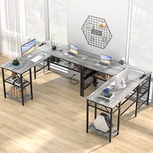 Unikito L Shaped Corner Computer Desk with USB Charging Port and Power