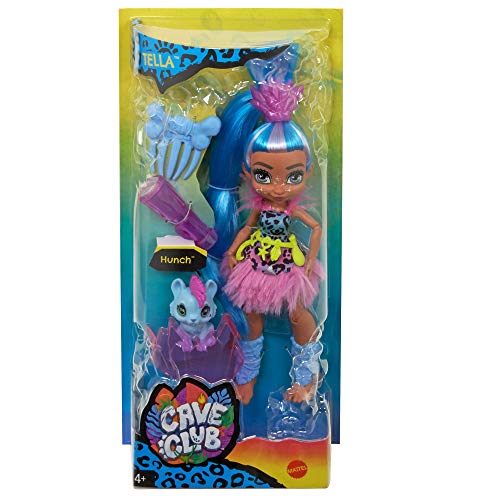 Cave Club GNL86 - Tella Puppe (20,32-25,4 cm, blaues Haar) bewegliche prähistorische Modepuppe mit Hausdinosaurier und Zubehör, Geschenk für Kinder ab 4 Jahren – Bild 7
