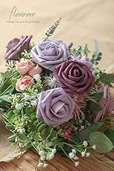 Floroom Artificial Flowers 25pcs Real Looking Plum