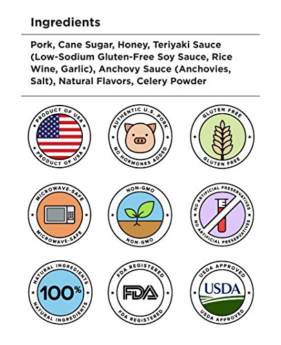 Golden Nest Pork Jerky Bar, Gluten Free, Healthy Meat From Gourmet USA, Non-GMO Honey Glazed (1.5 oz.) (Honey Teriyaki, Pack of 5)