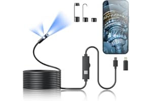 KINPTHY Endoscope Camera with Light, 1920P HD Borescope Tools with 9 Adjustable LED Lights, Endoscope with 16.4ft Semi-Rigid Snake Camera, 7.9mm IP67 Waterproof Inspection for iOS and Android