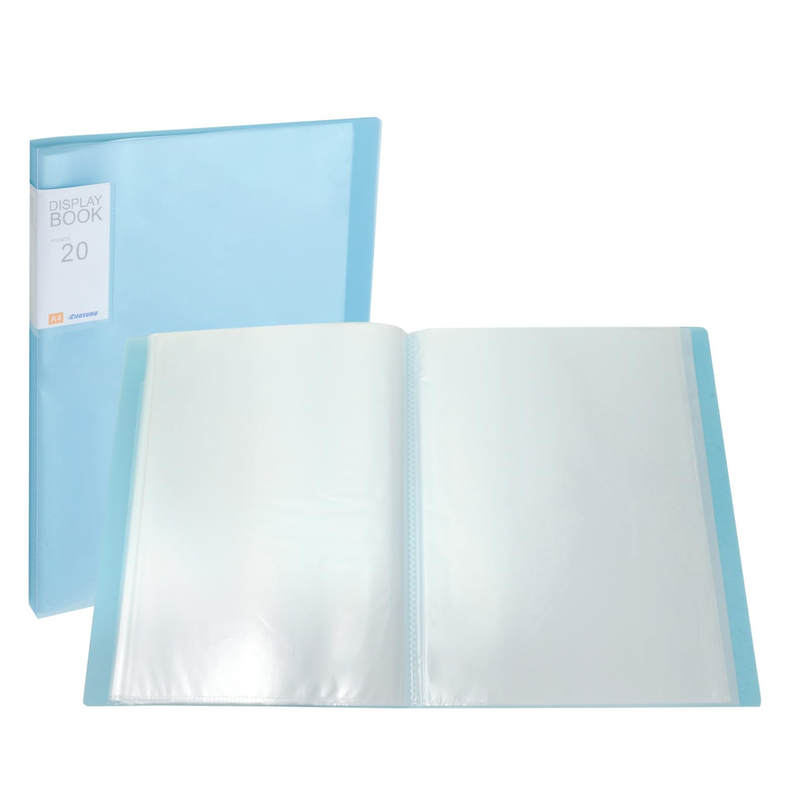 PATIKIL 9.4x12.2 Binders with Plastic Sleeve, PP 20 Pockets Waterproof Sheet Folder Protector Portfolio for Paper Presentation Artwork Display, Blue